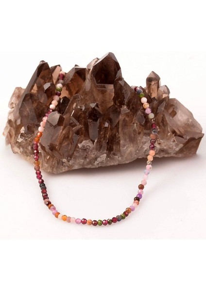 Karışık Taşlı Doğal Taş Kolye - Paslanmaz Çelik