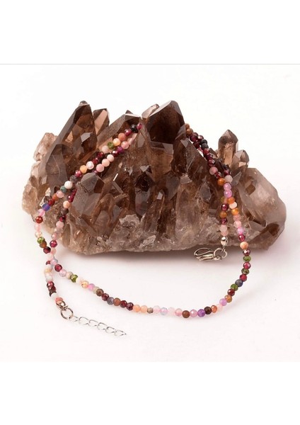 Karışık Taşlı Doğal Taş Kolye - Paslanmaz Çelik modelleri