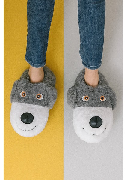 Buddy Erkek Hayvanlı Panduf Ev Ayakkabısı Pufidik Peluş