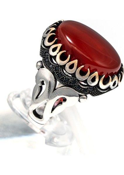 Kırmızı Akik Taşlı 925 Ayar Gümüş Erkek Yüzük – Cesur ve Zarif Duruş modelleri