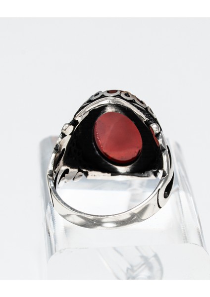 Kırmızı Akik Taşlı 925 Ayar Gümüş Erkek Yüzük – Cesur ve Zarif Duruş indirimleri