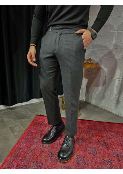 Özel Tasarım Kemer Detaylı Yün Kumaş Pantalon fiyatları