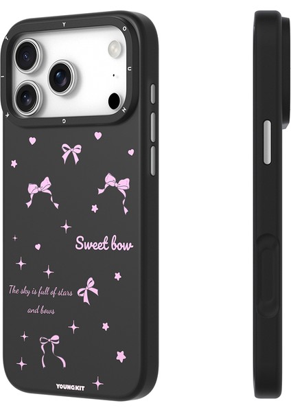 iPhone 17 Pro Max Uyumlu Kılıf M-Safe Şarj Özellikli Airbagli Youngkit Sweathart Serisi Kapak Siyah modelleri