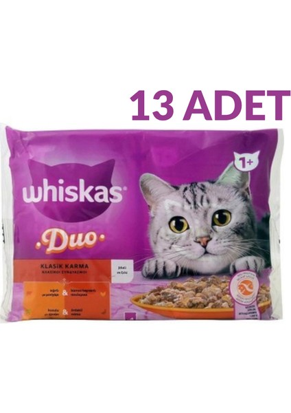 Duo Klasik Karma Lezzetler Kedi Yaş Maması 4X85GR (13 Paket,52 Adet Tekli)