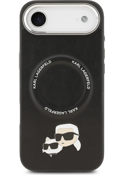 iPhone 17 Air Kılıf Karl Lagerfeld Lisanslı M-Safeli Metal Kamera ve Buton K&c Pu Deri Kapak Siyah modelleri