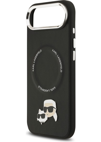 iPhone 17 Air Kılıf Karl Lagerfeld Lisanslı M-Safeli Metal Kamera ve Buton K&c Pu Deri Kapak Siyah