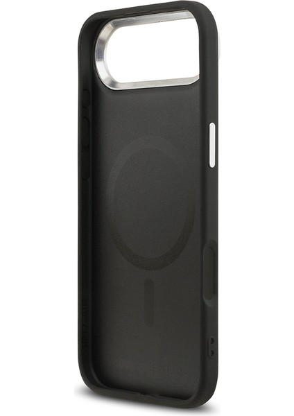 iPhone 17 Air Kılıf Karl Lagerfeld Lisanslı M-Safeli Metal Kamera ve Buton K&c Pu Deri Kapak Siyah