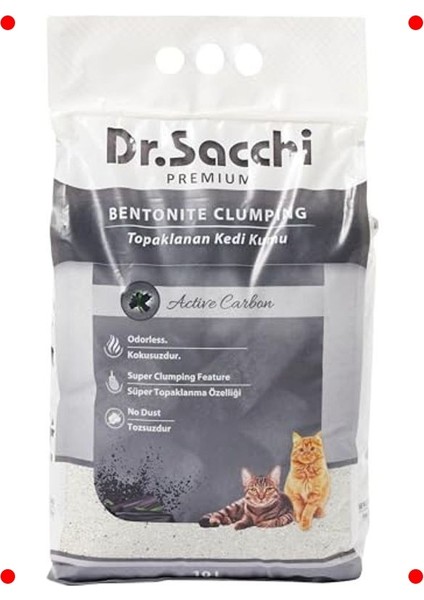 Aktif Karbonlu Bentonit Kedi Kumu (10 Lt)