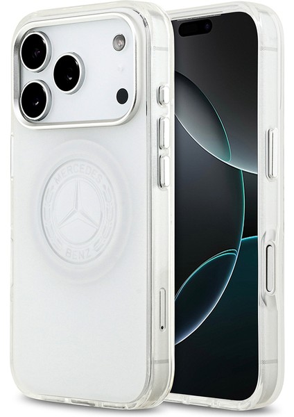 iPhone 17 Pro Uyumlu Kılıf Mercedes Benz Lisanslı M-Safeli Buzlu Pc Nostaljik Yıldız Kapak Beyaz