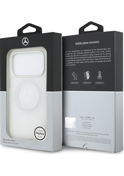iPhone 17 Pro Uyumlu Kılıf Mercedes Benz Lisanslı M-Safeli Buzlu Pc Nostaljik Yıldız Kapak Beyaz