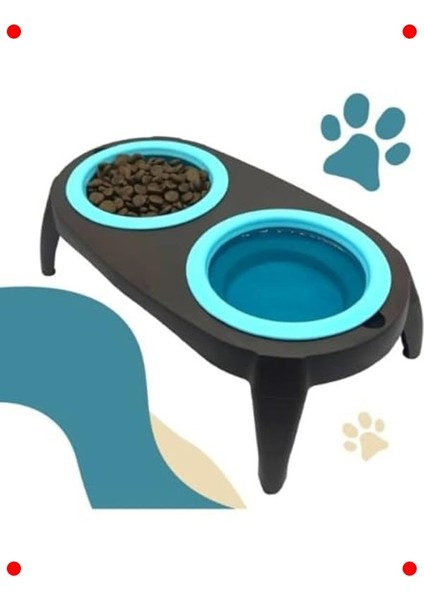 Ikili Katlanabilir Evcil Hayvan Mama Kabı ve Standı modelleri