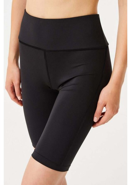 Siyah Toparlayıcı Yüksek Bel Diz Altı Kadın Kapri