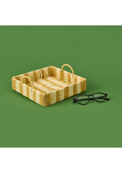 Deco Acerra Dekoratif Tepsi - Turuncu / Krem - 22X22X5 cm