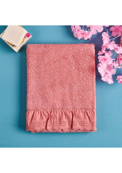 Soft Fırfırlı Yüz Havlusu - Gülkurusu - 50X90 cm