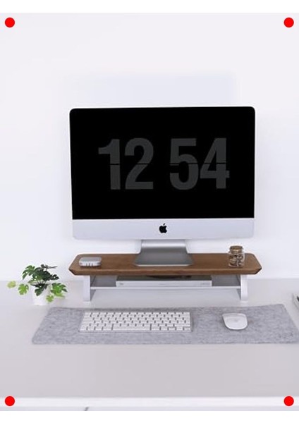 Ergonomik Ahşap Monitör Standı - Meşe modelleri