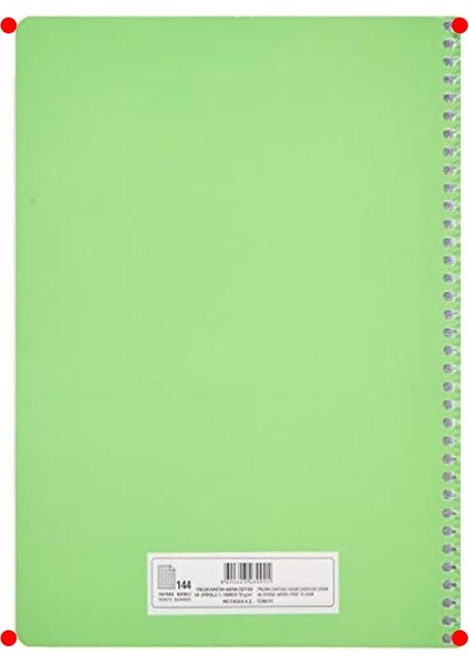 A4 Spiralli Karton Kapaklı Kareli Defter - 144 Yaprak Yeşil fiyatları