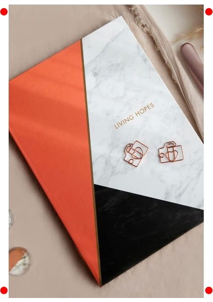 Mercan Mermer Desenli Çizgili Defter - 17X24CM