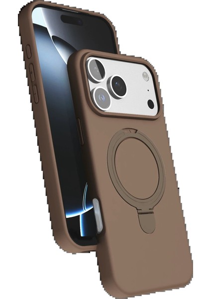 Apple iPhone 17 Pro Max Regal Magsafe Standlı Kapak - Çöl Titanyum