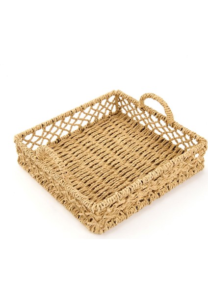 Deco Rustico Dekoratif Tepsi - Bej - 22 cm