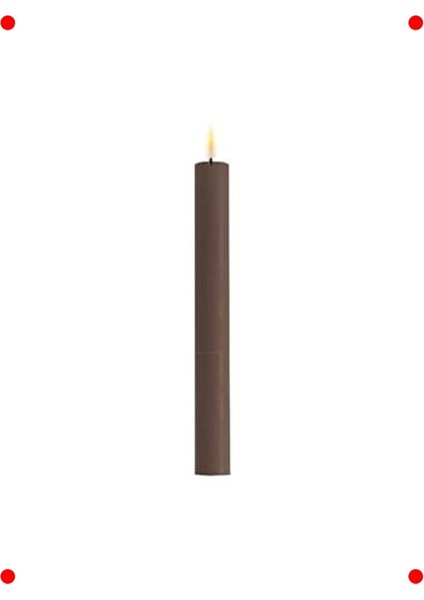 2'li Kahverengi LED Gerçekçi Alevli Mum Seti 24 cm