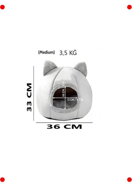 Bal Kabağı Tasarımlı Yumuşak Kedi Evi - M Beden Gri fırsatları