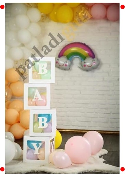 Baby Yazılı Şeffaf Kutu ve Balon Seti (33 Parça)