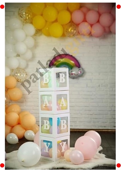Baby Yazılı Şeffaf Kutu ve Balon Seti (33 Parça) fiyatları