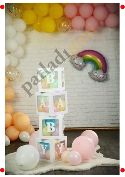 Baby Yazılı Şeffaf Kutu ve Balon Seti (33 Parça) modelleri