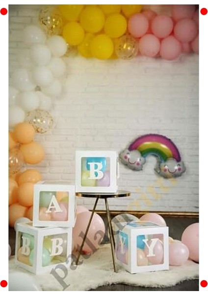 Baby Yazılı Şeffaf Kutu ve Balon Seti (33 Parça) fırsatları