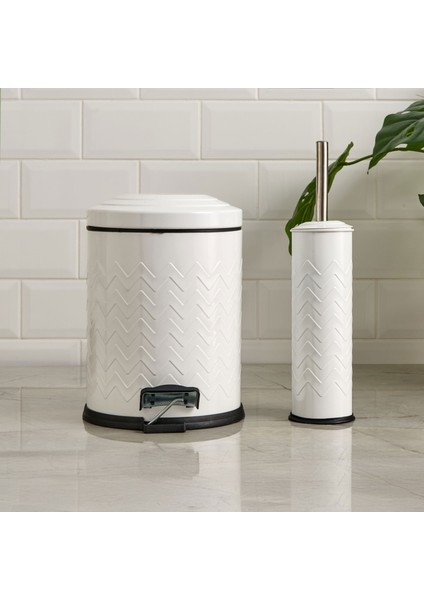 Bath Desenli 2'li Banyo Seti - Beyaz