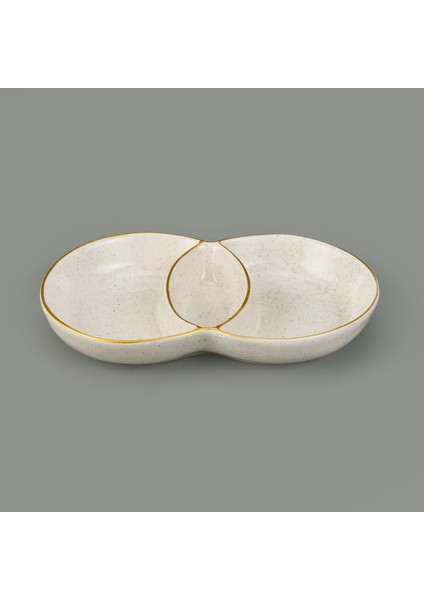 3 Bölmeli Sosluk Çerezlik - Krem - 13X21 cm