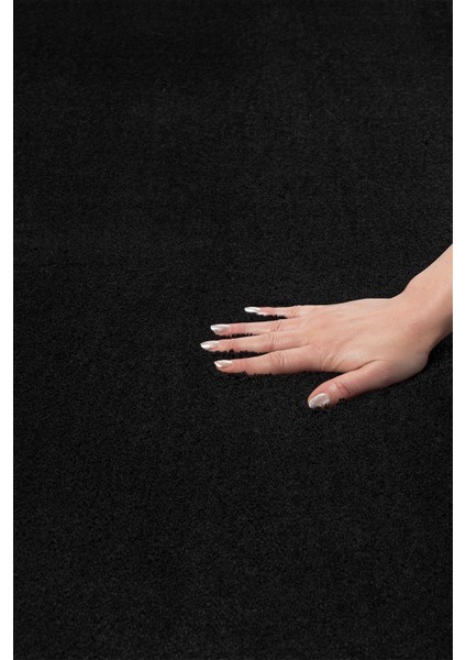 Cloudy Siyah Saçaklı Peluş Halı Yumuşacık Yıkanabilir Kaymaz Taban Halı Salon Oturma Odası Koridor modelleri