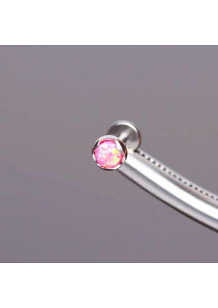 Yüksek Kalite G23 Titanium Titanyum / Opal Pembe 4mm x 7mm x 1.2mm Labret Piercing