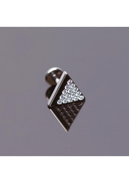 Yüksek Kalite G23 Titanium Üçgen Zirkon Titanyum 6x1.2mm Labret Piercing