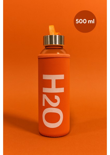 H2O Kılıflı Cam Matara 500 ml