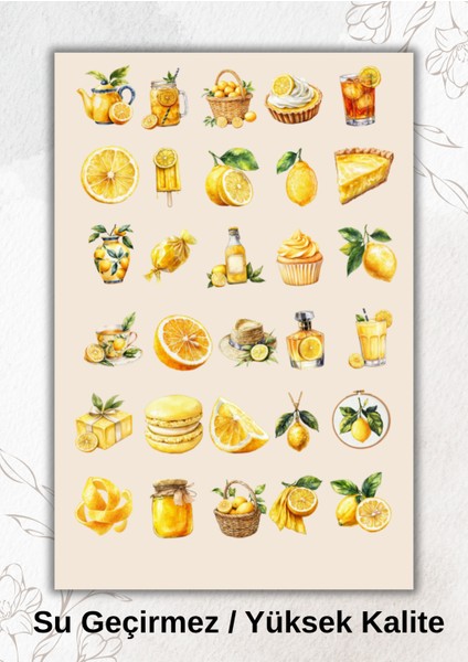 Limon Temalı, Sarı Sticker Ajanda Bullet Journal YRM038