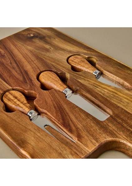 Akasya Bıçaklı Kare Peynir Sunum Tahtası - Kahverengi - 37X22 cm modelleri