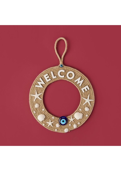 Dekoratif Welcome Shell Kapı Süsü - Renkli - 30 cm