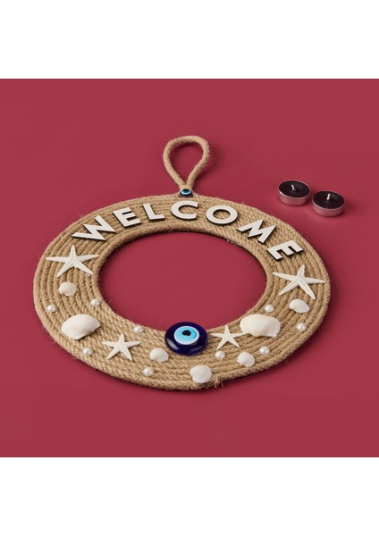 Dekoratif Welcome Shell Kapı Süsü - Renkli - 30 cm fiyatları