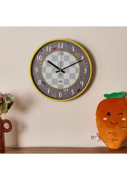 Slim Ralli Çocuk Odası Duvar Saati -Sarı - 30 cm