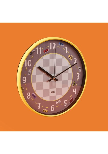 Slim Ralli Çocuk Odası Duvar Saati -Sarı - 30 cm modelleri