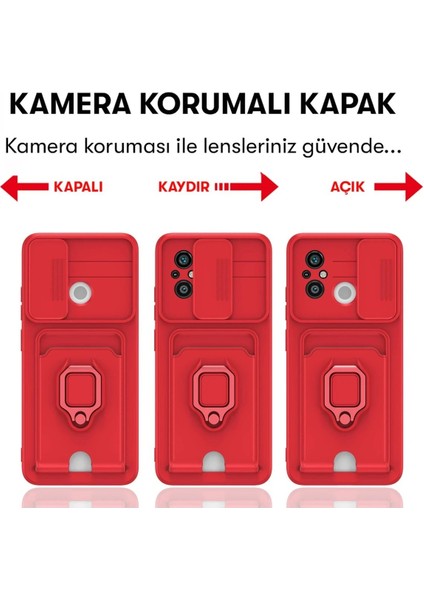 Xiaomi Redmi 12C Kılıf Zuma Kartvizitli Yüzüklü Silikon - Lacivert