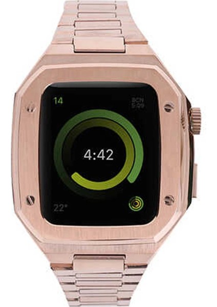 Apple Watch 44MM Metal Petek Kasalı Kordon - Rose Gold