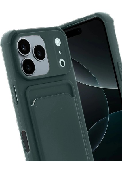 Apple iPhone 17 Pro Kelvin Kartvizitli Silikon - Koyu Yeşil fiyatları