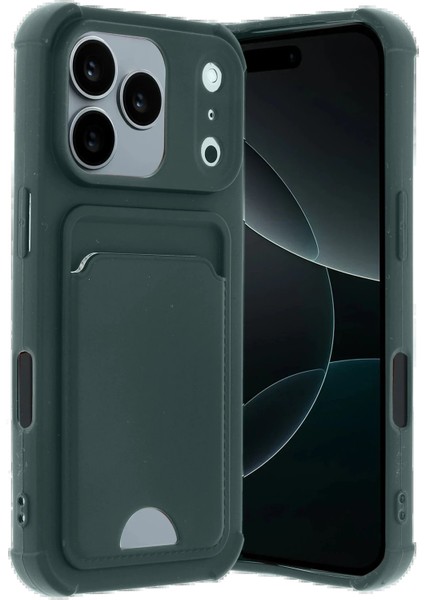 Apple iPhone 17 Pro Kelvin Kartvizitli Silikon - Koyu Yeşil modelleri