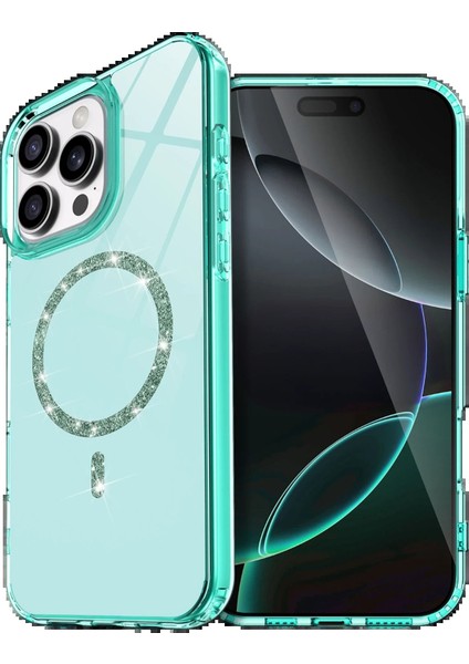 Apple iPhone 15 Pro Max Live Diamond Magsafe Kapak - Yeşil