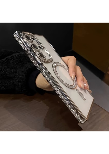 Samsung S25 Uyumlu Şeffaf Taşlı Magsafe Özellikli Kılıf indirimleri