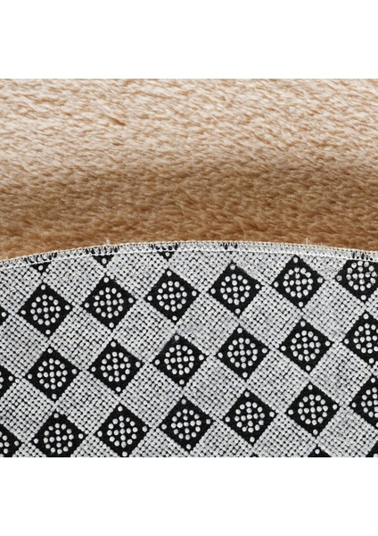 Cloudy Peluş Halı Yuvarlak Bej Yumuşacık Yıkanabilir Kaymaz Taban Yolluk Oturma Odası Mutfak modelleri