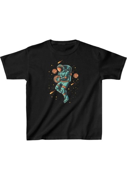 Unisex Çocuk Baskılı T-Shirt - Siyah