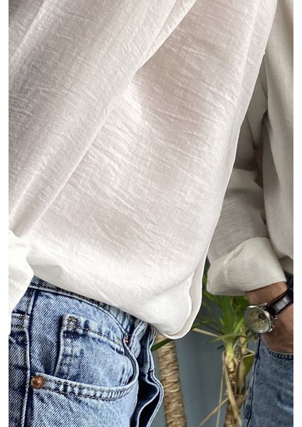 %100 Pamuk Oversize Uzun Kollu Keten Gömlek fiyatları